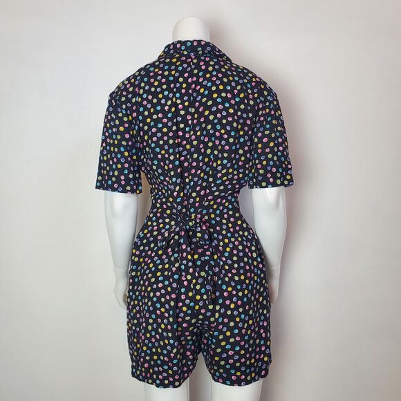 Vintage 80s In Charge Black Rainbow Polkadot Romper - Picture 3 of 11